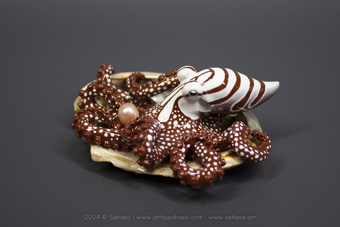 ROXY - Shelltopus (Large) - OOAK Larger Pacific Striped Octopus Sculpture