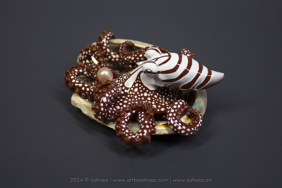ROXY - Shelltopus (Large) - OOAK Larger Pacific Striped Octopus Sculpture