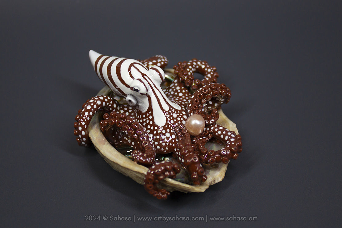 ROXY - Shelltopus (Large) - OOAK Larger Pacific Striped Octopus Sculpture