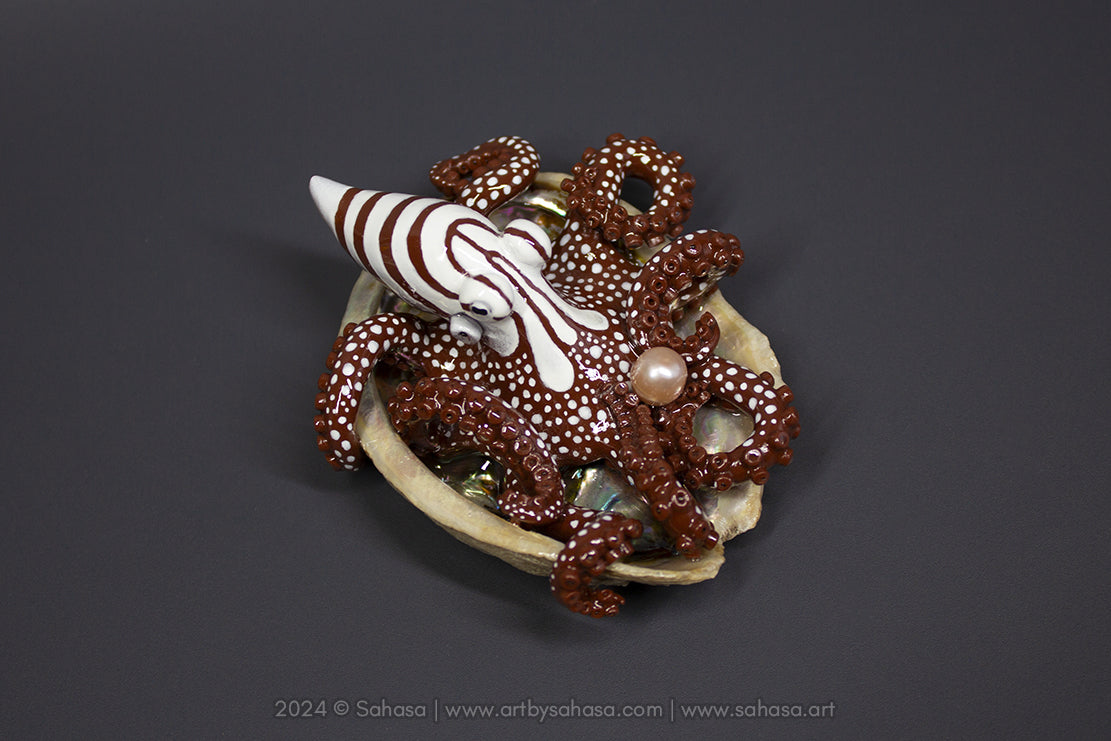 ROXY - Shelltopus (Large) - OOAK Larger Pacific Striped Octopus Sculpture