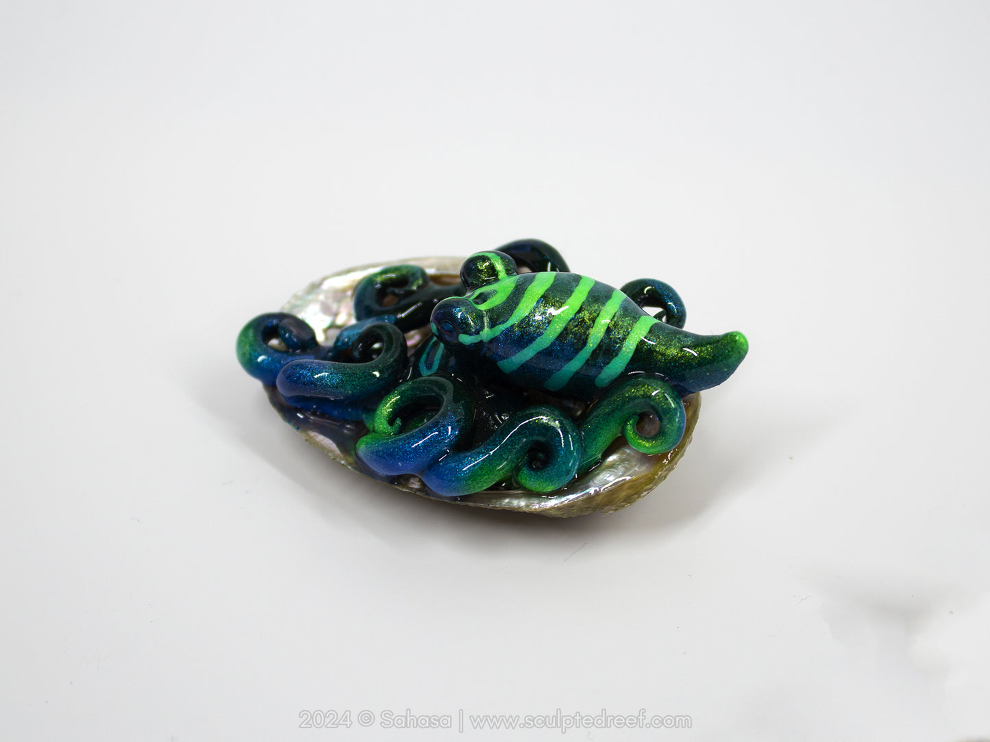 LUNA - Baby Shelltopus - OOAK Black Prism LPSO Octopus Sculpture