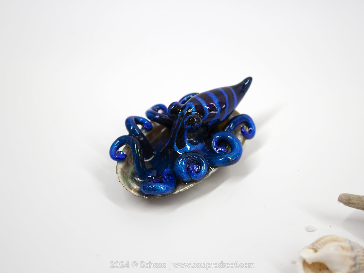 ATHENA - Shelltopus (Baby) - OOAK Black Prism Octopus Sculpture