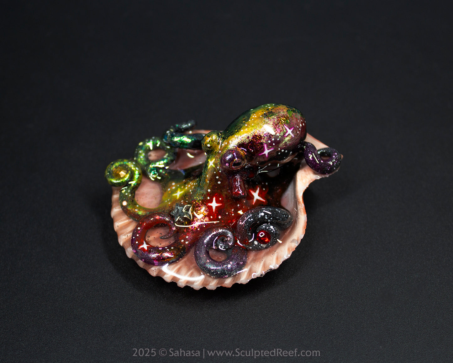 PHAEDRA - Shelltopus (Medium) - OOAK Nebula Themed Octopus Sculpture