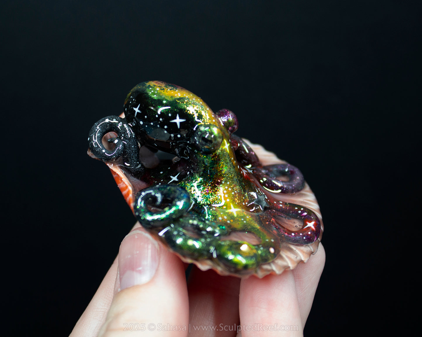 PHAEDRA - Shelltopus (Medium) - OOAK Nebula Themed Octopus Sculpture