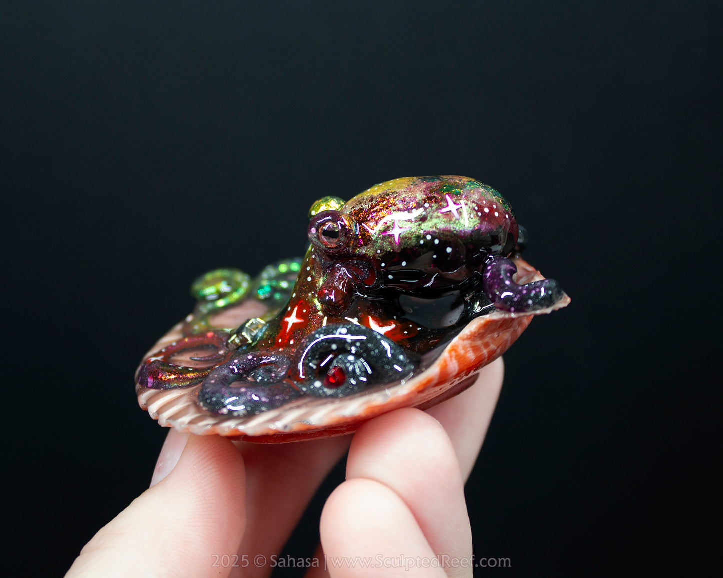 PHAEDRA - Shelltopus (Medium) - OOAK Nebula Themed Octopus Sculpture