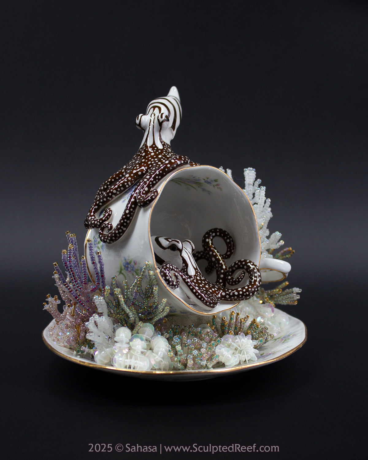No.10 "Coral Garden" Sculpted Reef Series - Larger Pacific Striped Octopus Sculpture