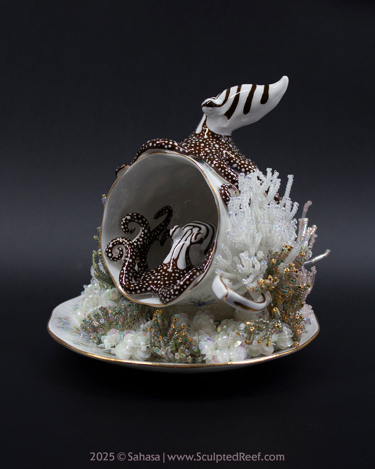 No.10 "Coral Garden" Sculpted Reef Series - Larger Pacific Striped Octopus Sculpture