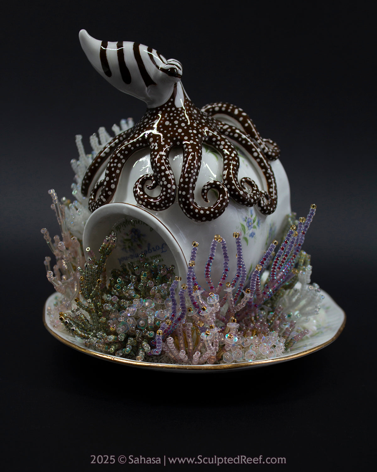 No.10 "Coral Garden" Sculpted Reef Series - Larger Pacific Striped Octopus Sculpture
