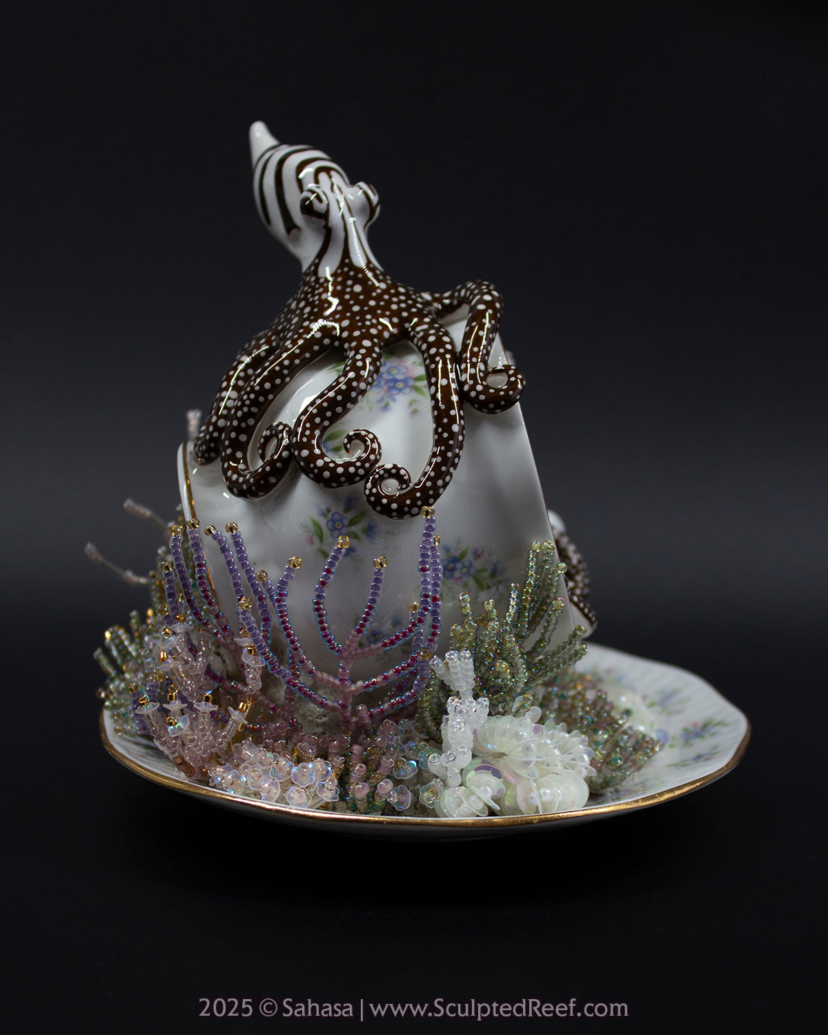 No.10 "Coral Garden" Sculpted Reef Series - Larger Pacific Striped Octopus Sculpture