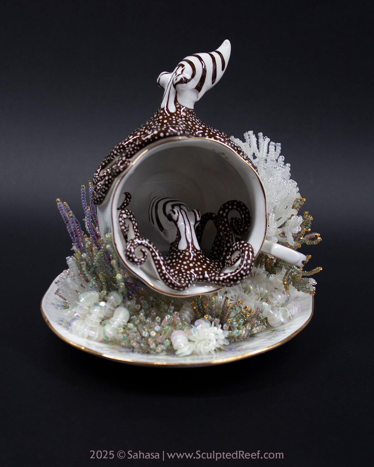 No.10 "Coral Garden" Sculpted Reef Series - Larger Pacific Striped Octopus Sculpture