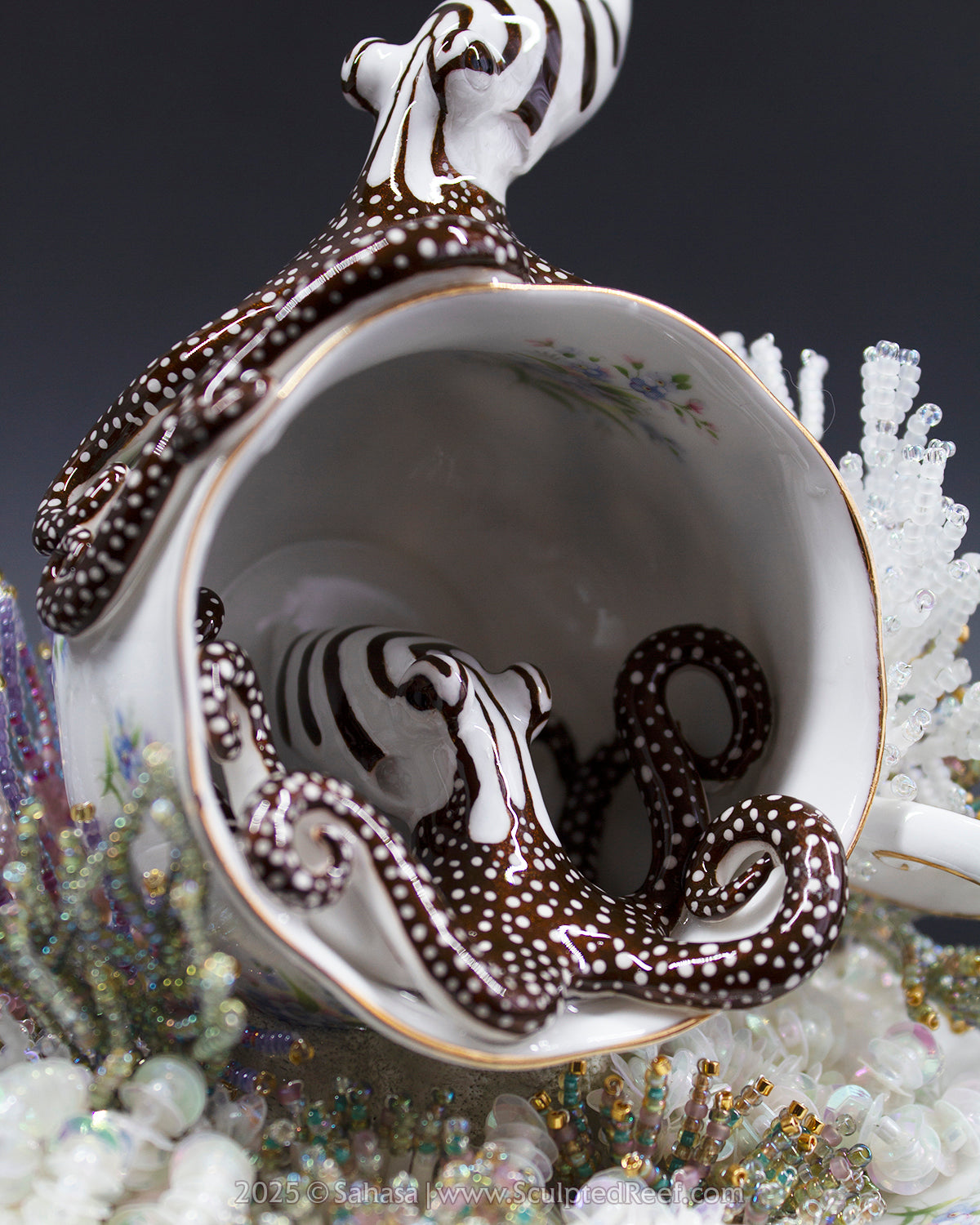No.10 "Coral Garden" Sculpted Reef Series - Larger Pacific Striped Octopus Sculpture