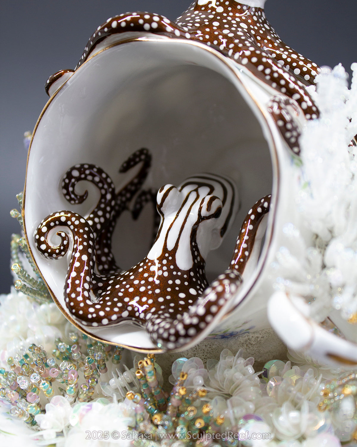 No.10 "Coral Garden" Sculpted Reef Series - Larger Pacific Striped Octopus Sculpture