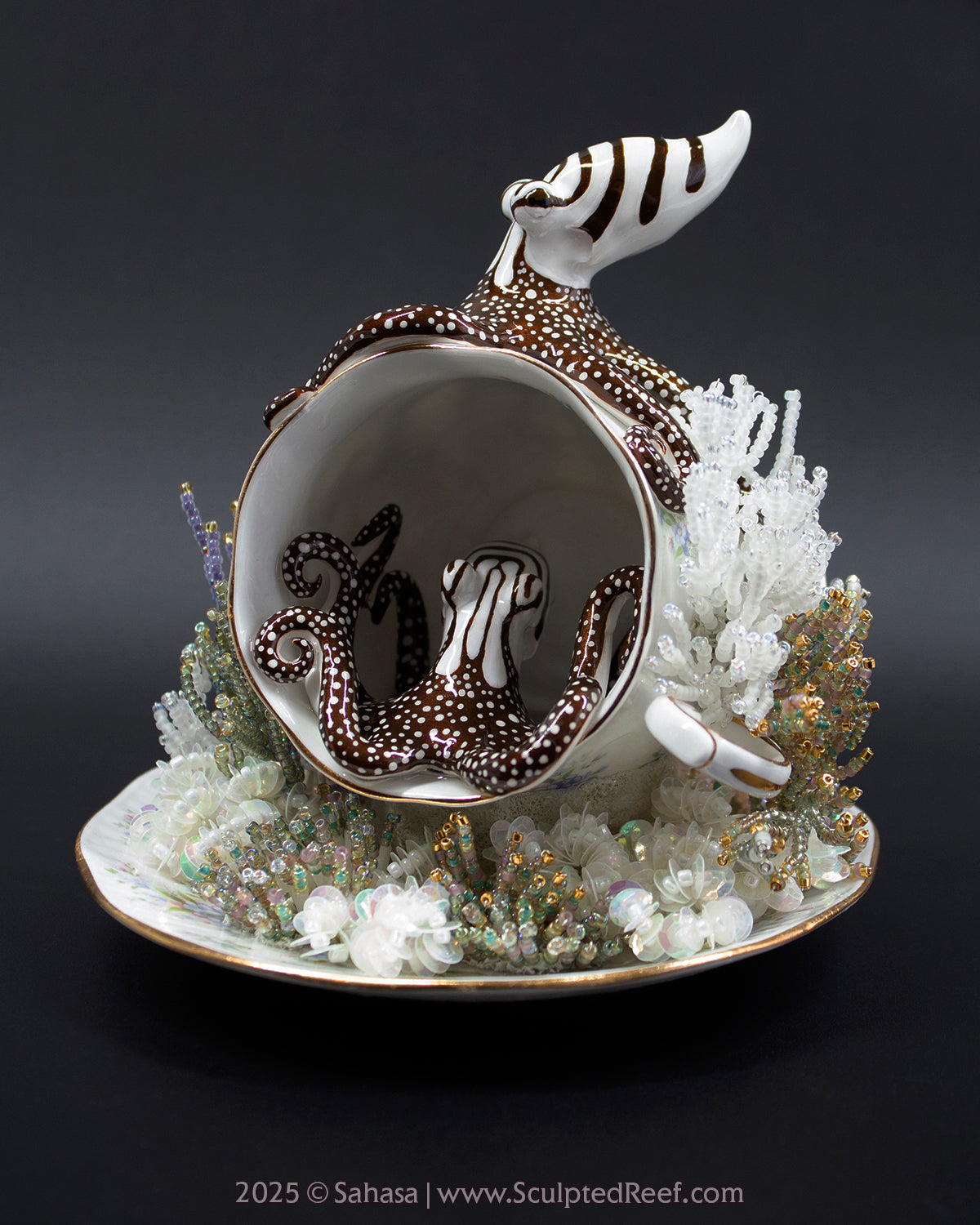 No.10 "Coral Garden" Sculpted Reef Series - Larger Pacific Striped Octopus Sculpture