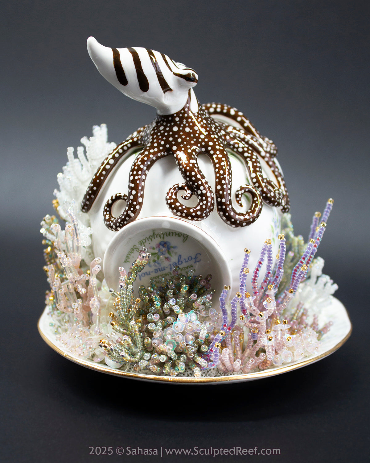 No.10 "Coral Garden" Sculpted Reef Series - Larger Pacific Striped Octopus Sculpture