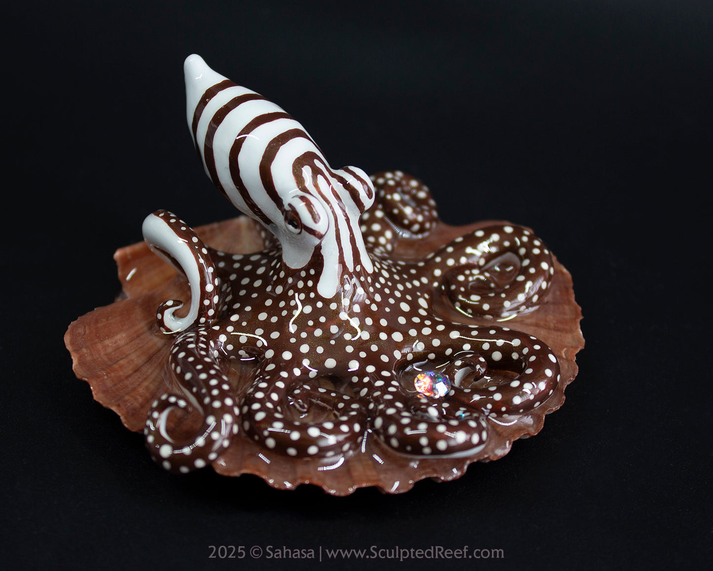 ZEPHYR - Shelltopus - OOAK Larger Pacific Striped Octopus Sculpture