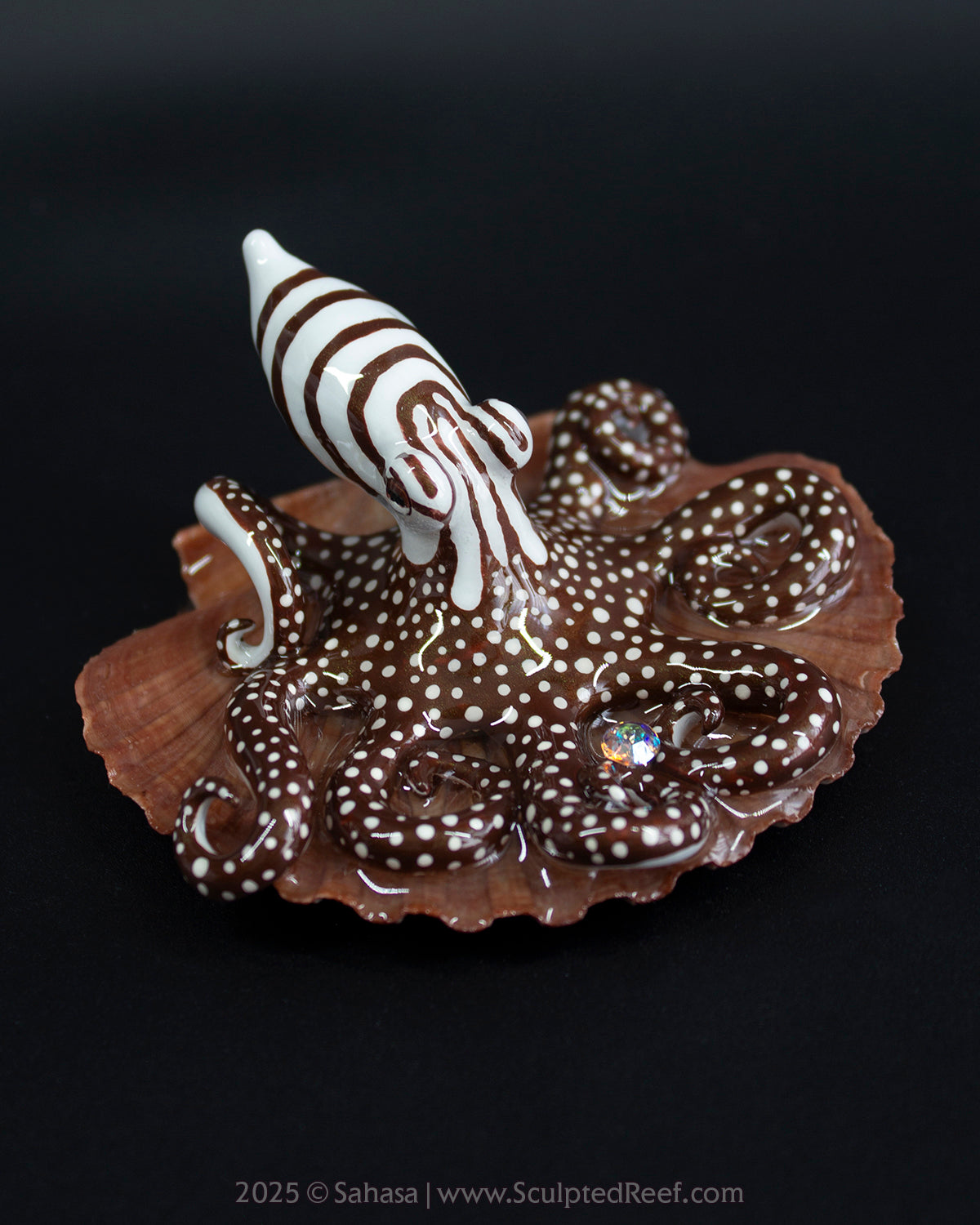ZEPHYR - Shelltopus - OOAK Larger Pacific Striped Octopus Sculpture