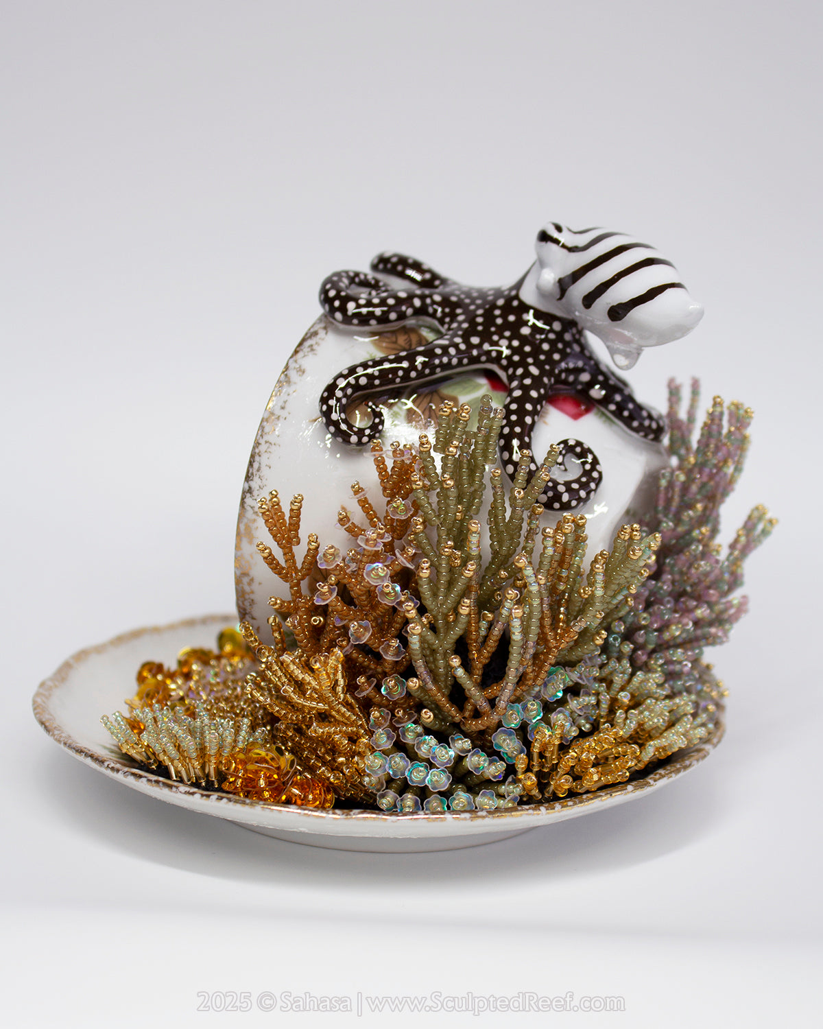 No.14 "Coral Garden III" Sculpted Reef Series - Larger Pacific Striped Octopus Sculpture