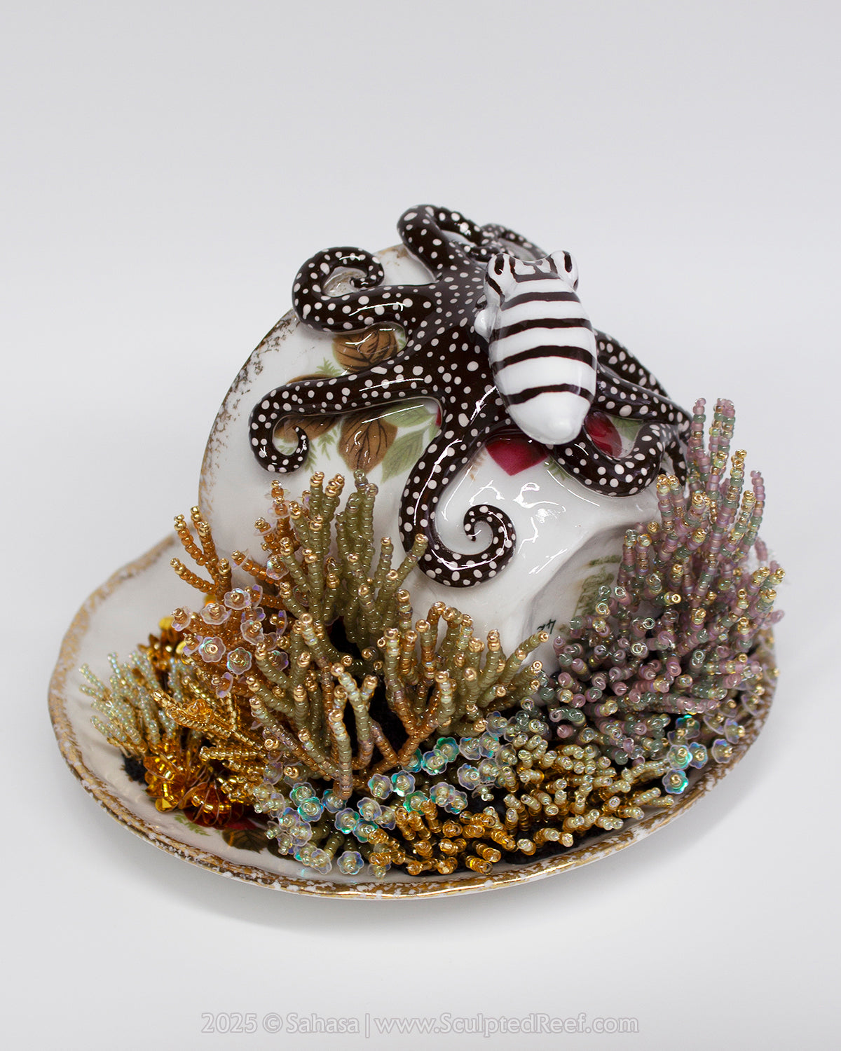 No.14 "Coral Garden III" Sculpted Reef Series - Larger Pacific Striped Octopus Sculpture