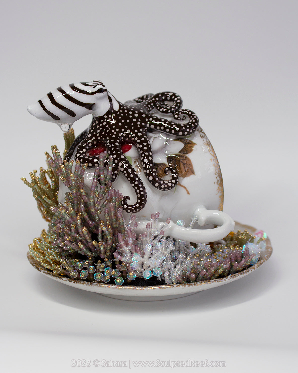 No.14 "Coral Garden III" Sculpted Reef Series - Larger Pacific Striped Octopus Sculpture