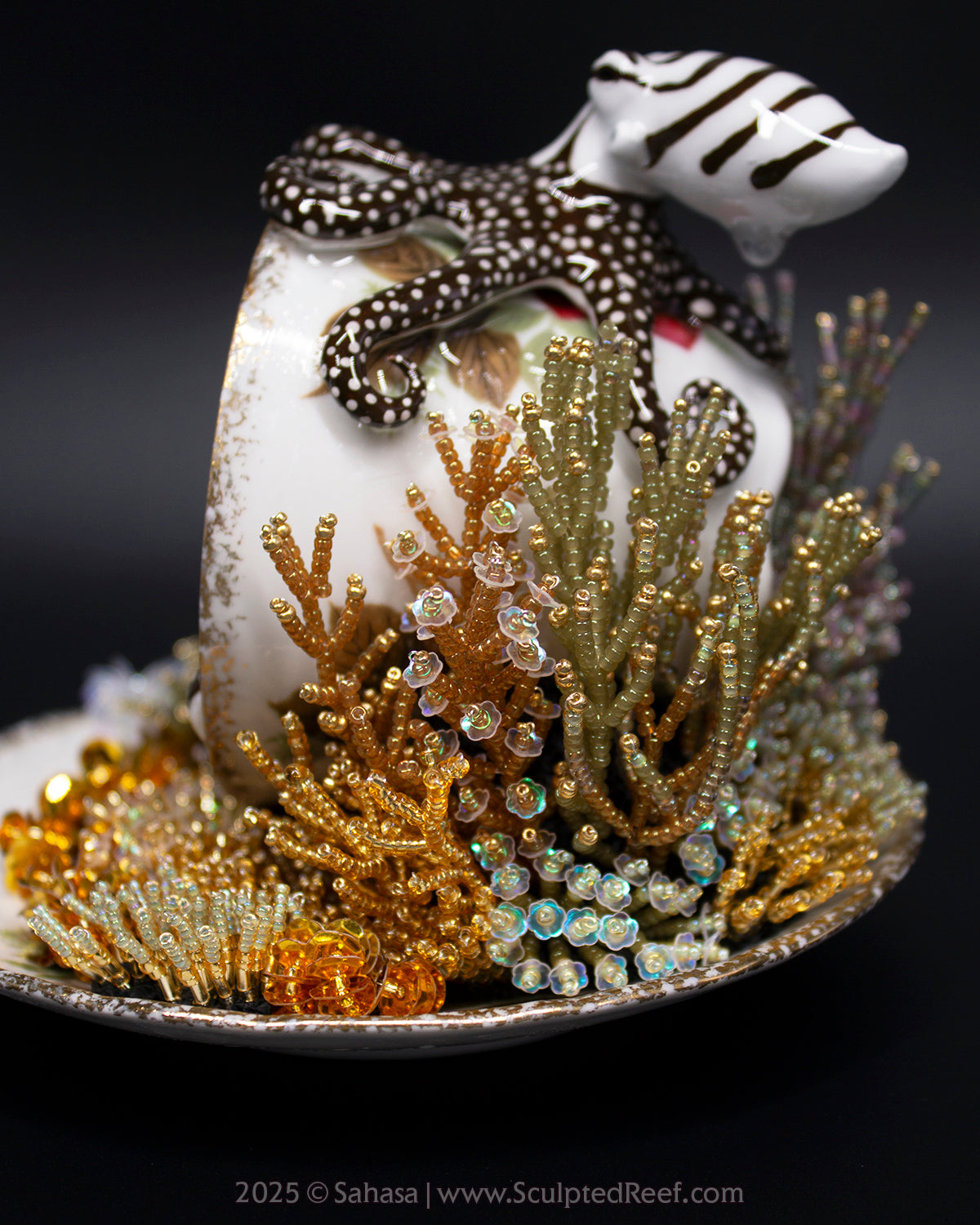 No.14 "Coral Garden III" Sculpted Reef Series - Larger Pacific Striped Octopus Sculpture