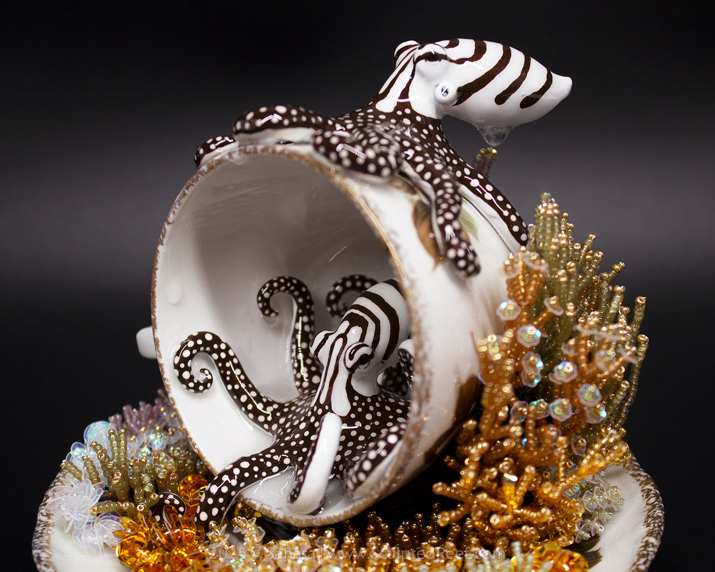 No.14 "Coral Garden III" Sculpted Reef Series - Larger Pacific Striped Octopus Sculpture