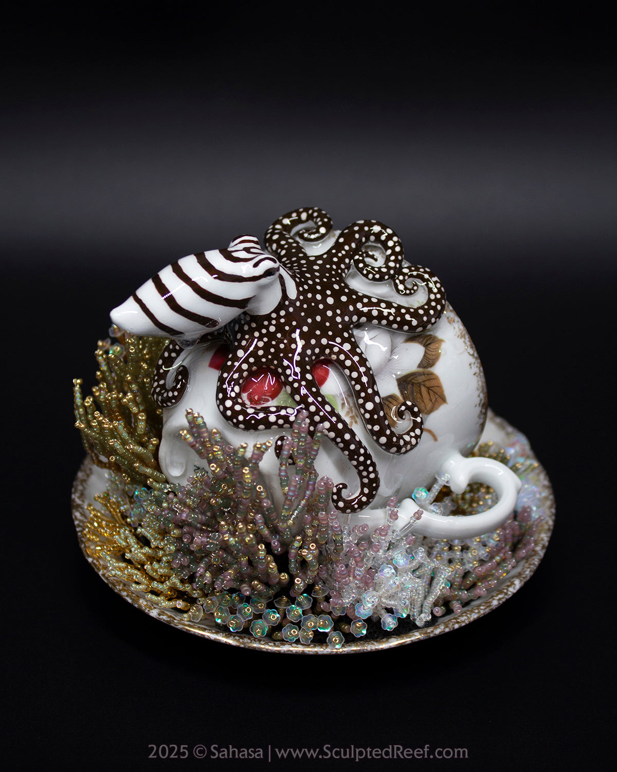 No.14 "Coral Garden III" Sculpted Reef Series - Larger Pacific Striped Octopus Sculpture