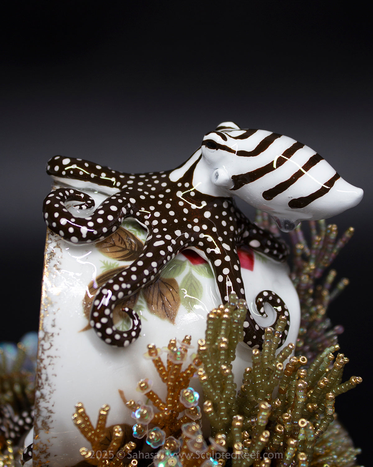 No.14 "Coral Garden III" Sculpted Reef Series - Larger Pacific Striped Octopus Sculpture