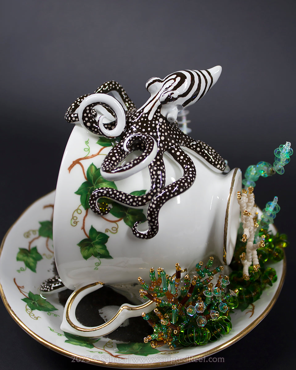 No.5 "A COZY DEN III" - Sculpted Reef Series - Larger Pacific Striped Octopus Sculpture