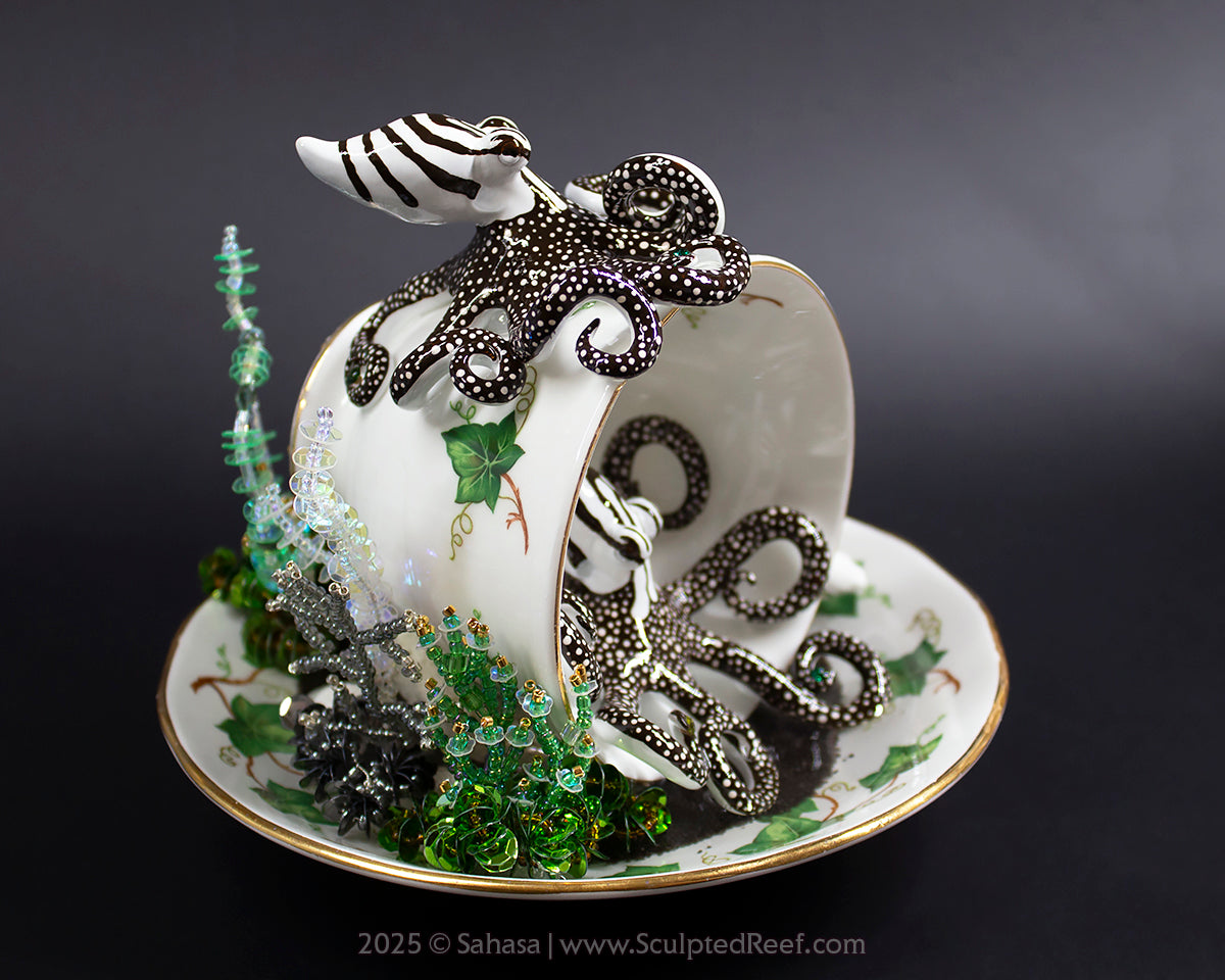 No.5 "A COZY DEN III" - Sculpted Reef Series - Larger Pacific Striped Octopus Sculpture