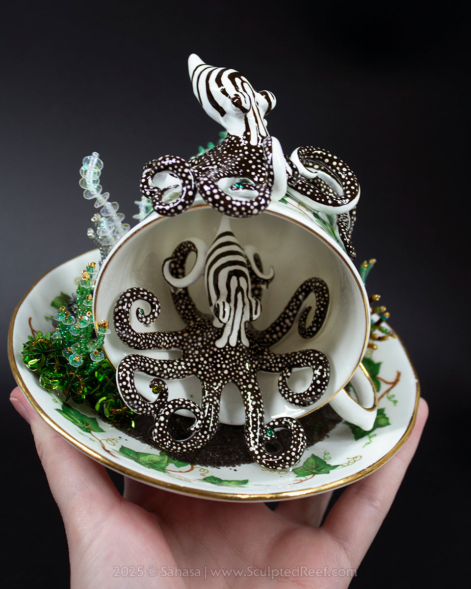 No.5 "A COZY DEN III" - Sculpted Reef Series - Larger Pacific Striped Octopus Sculpture