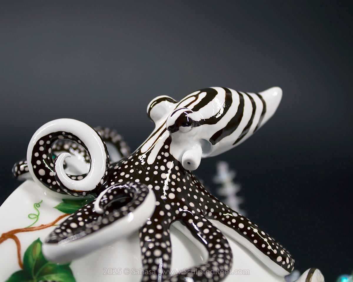 No.5 "A COZY DEN III" - Sculpted Reef Series - Larger Pacific Striped Octopus Sculpture