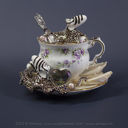 No.32 CHANTILLY - Octopus Tea Cup Signature Series - Larger Pacific Striped Octopus Sculpture