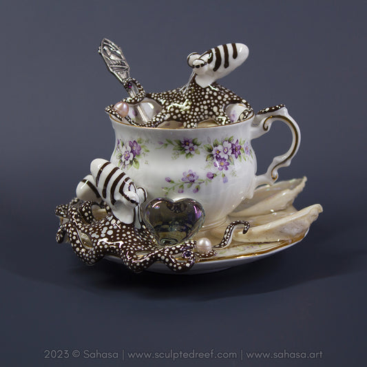 No.32 CHANTILLY - Octopus Tea Cup Signature Series - Larger Pacific Striped Octopus Sculpture