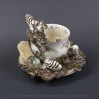 No.32 CHANTILLY - Octopus Tea Cup Signature Series - Larger Pacific Striped Octopus Sculpture