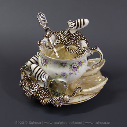 No.32 CHANTILLY - Octopus Tea Cup Signature Series - Larger Pacific Striped Octopus Sculpture
