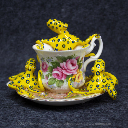 No.36 SUMMER'S ROSE - Octopus Tea Cup Signature Series - Blue Ringed Octopus Sculpture