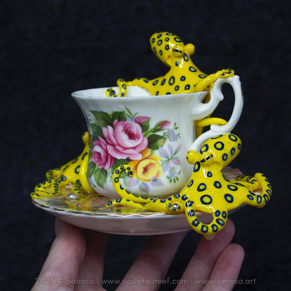 No.36 SUMMER'S ROSE - Octopus Tea Cup Signature Series - Blue Ringed Octopus Sculpture