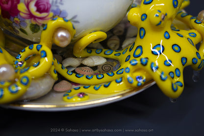 No.38 THORNTON HALL - Octopus Tea Cup Signature Series - Blue Ringed Octopus Sculpture