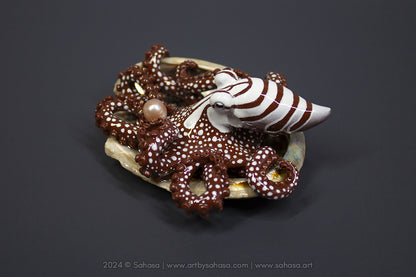 ROXY - Shelltopus (Large) - OOAK Larger Pacific Striped Octopus Sculpture