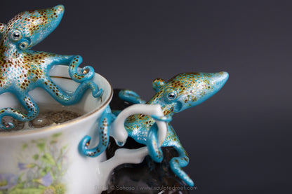 No.41 REEF DREAMS V - Octopus Tea Cup Signature Series - Caribbean Reef Octopus Sculpture