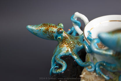 No.41 REEF DREAMS V - Octopus Tea Cup Signature Series - Caribbean Reef Octopus Sculpture