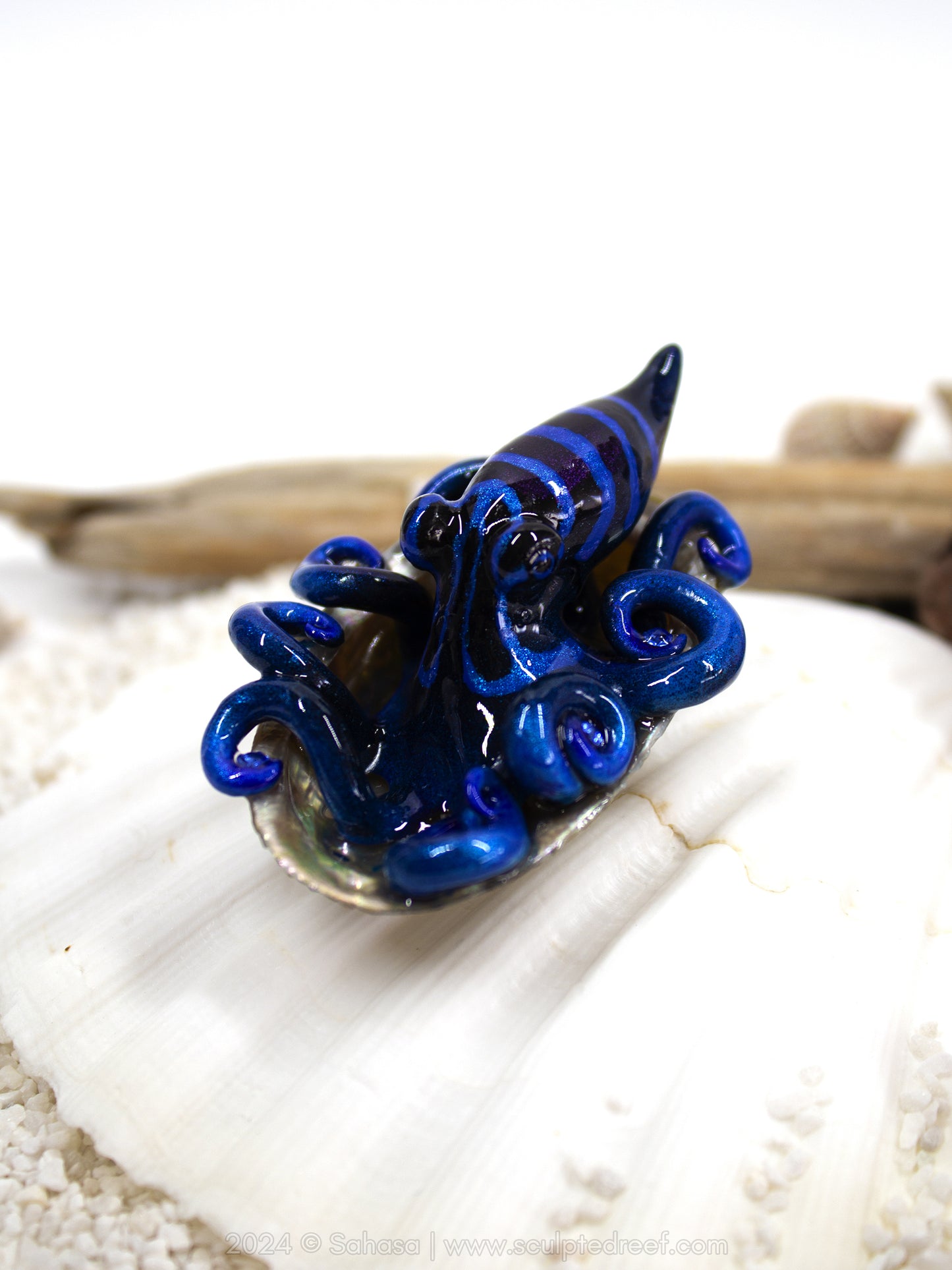 BRENNA - Shelltopus (Baby) - OOAK Black Prism Octopus Sculpture