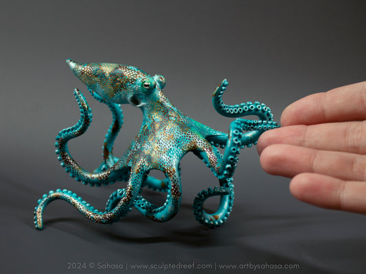 MELODY - 140 x 85 x 85mm - OOAK Caribbean Reef Octopus Sculpture