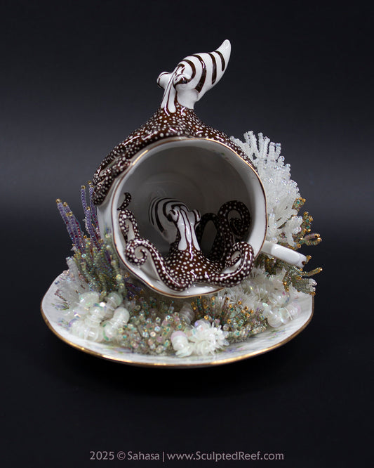 No.10 "Coral Garden" Sculpted Reef Series - Larger Pacific Striped Octopus Sculpture