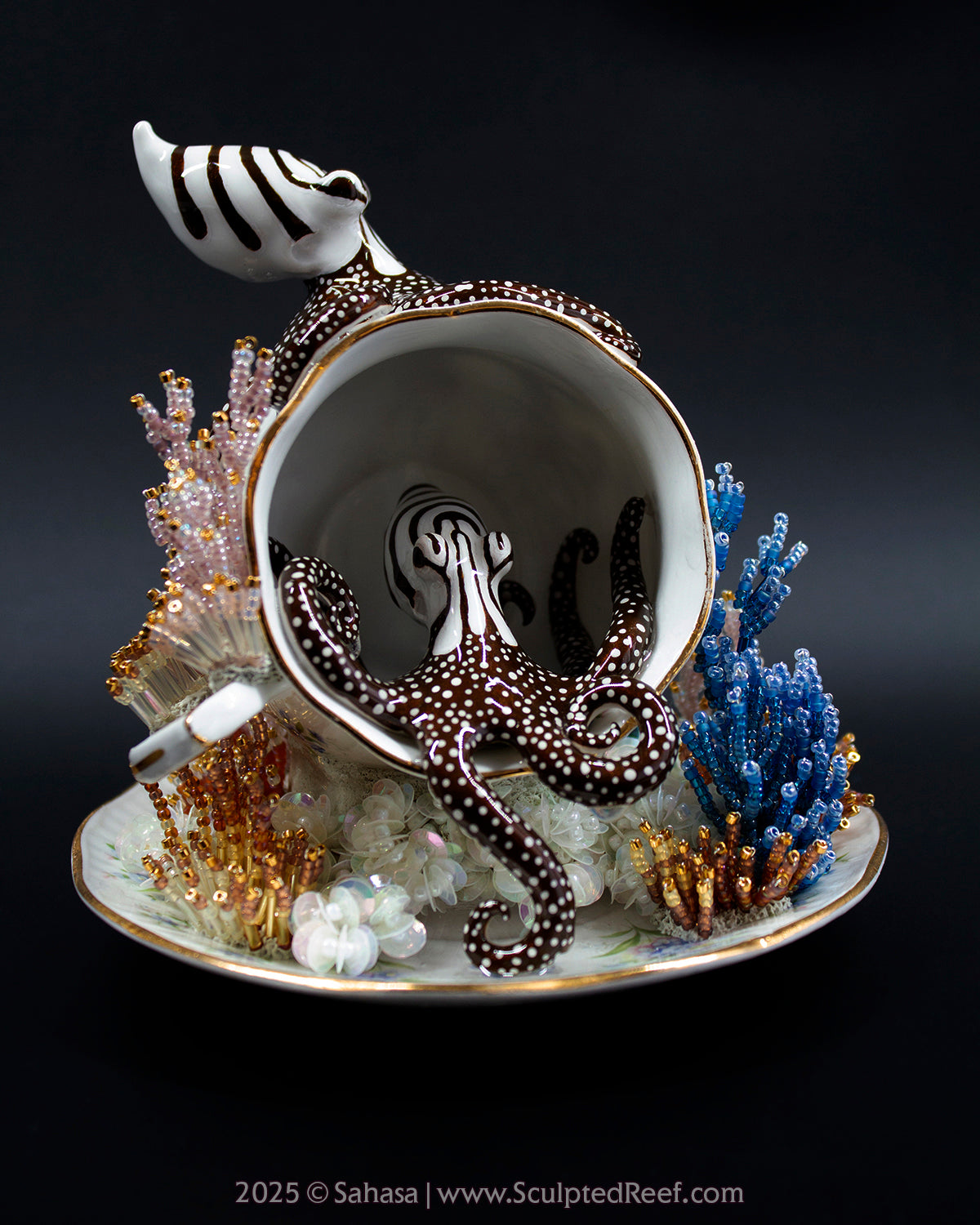 No.11 "Octopus Garden IX" Sculpted Reef Series - Larger Pacific Striped Octopus Sculpture