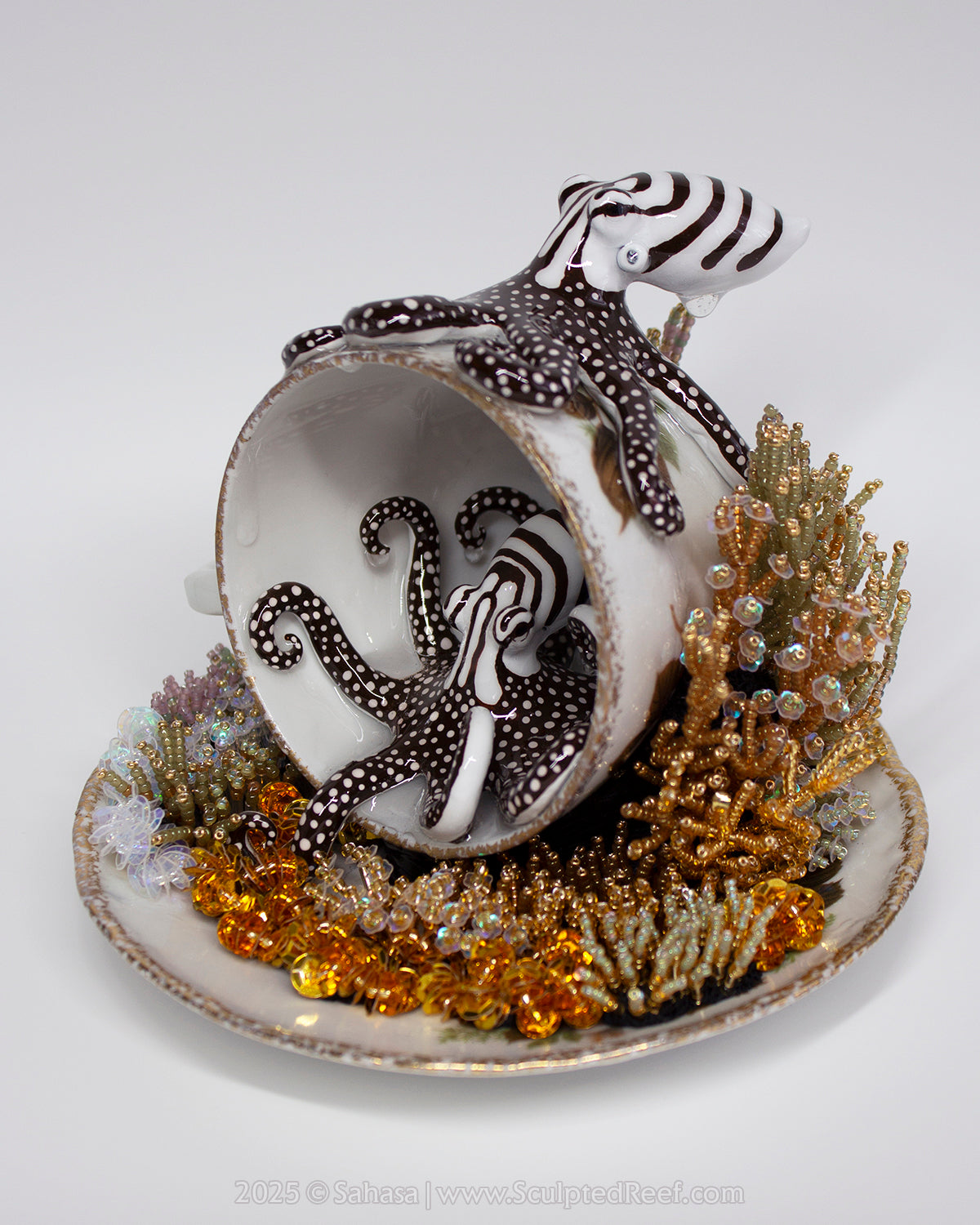 No.14 "Coral Garden III" Sculpted Reef Series - Larger Pacific Striped Octopus Sculpture