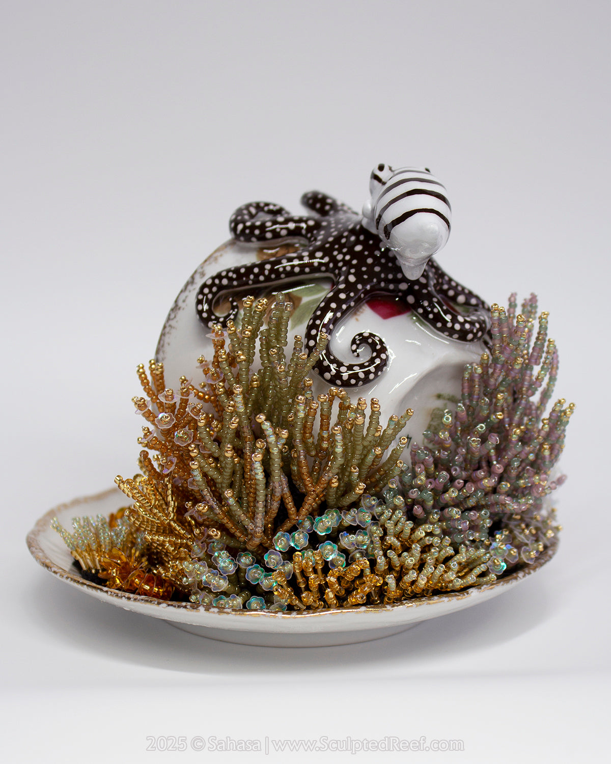 No.14 "Coral Garden III" Sculpted Reef Series - Larger Pacific Striped Octopus Sculpture