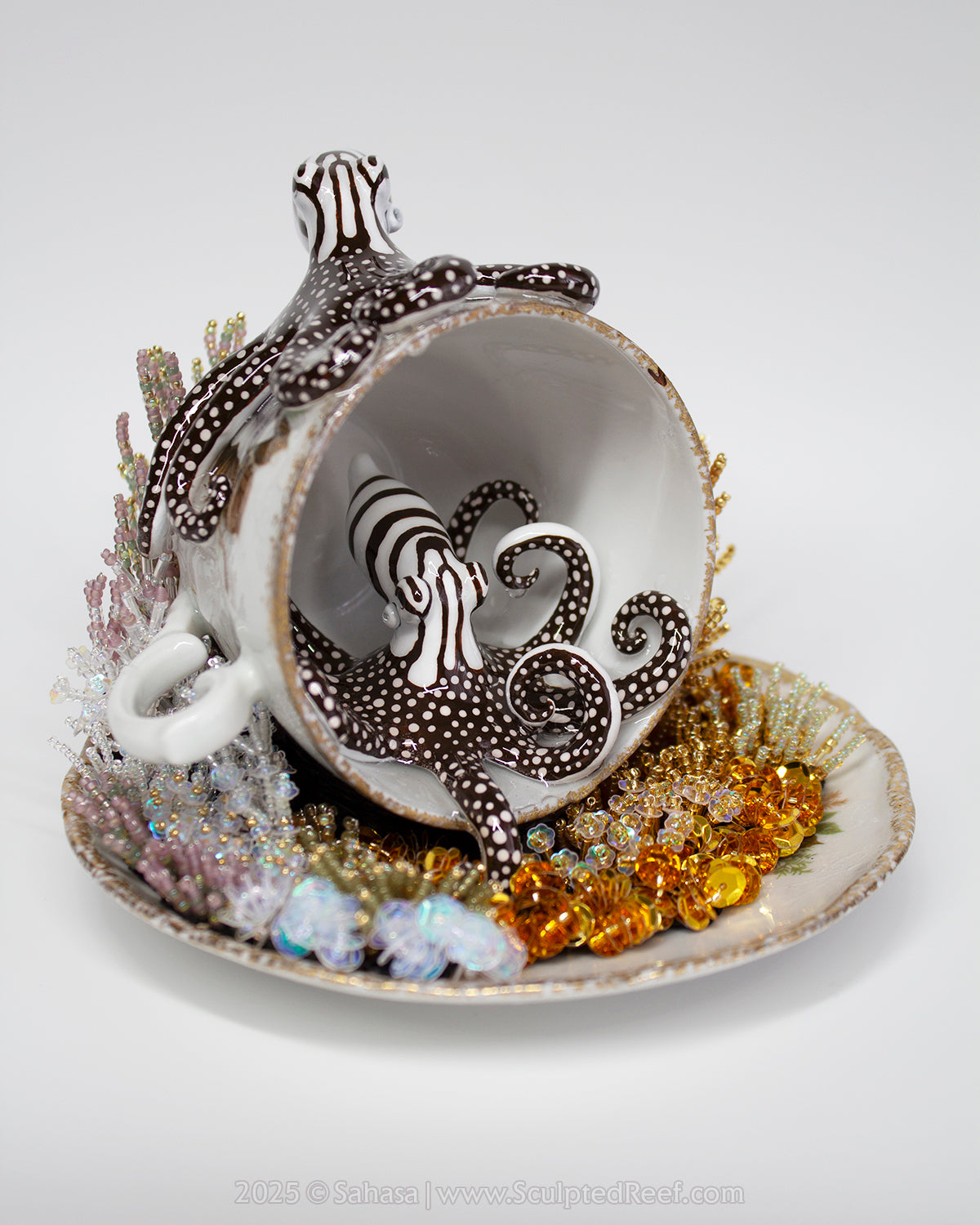 No.14 "Coral Garden III" Sculpted Reef Series - Larger Pacific Striped Octopus Sculpture