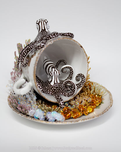 No.14 "Coral Garden III" Sculpted Reef Series - Larger Pacific Striped Octopus Sculpture