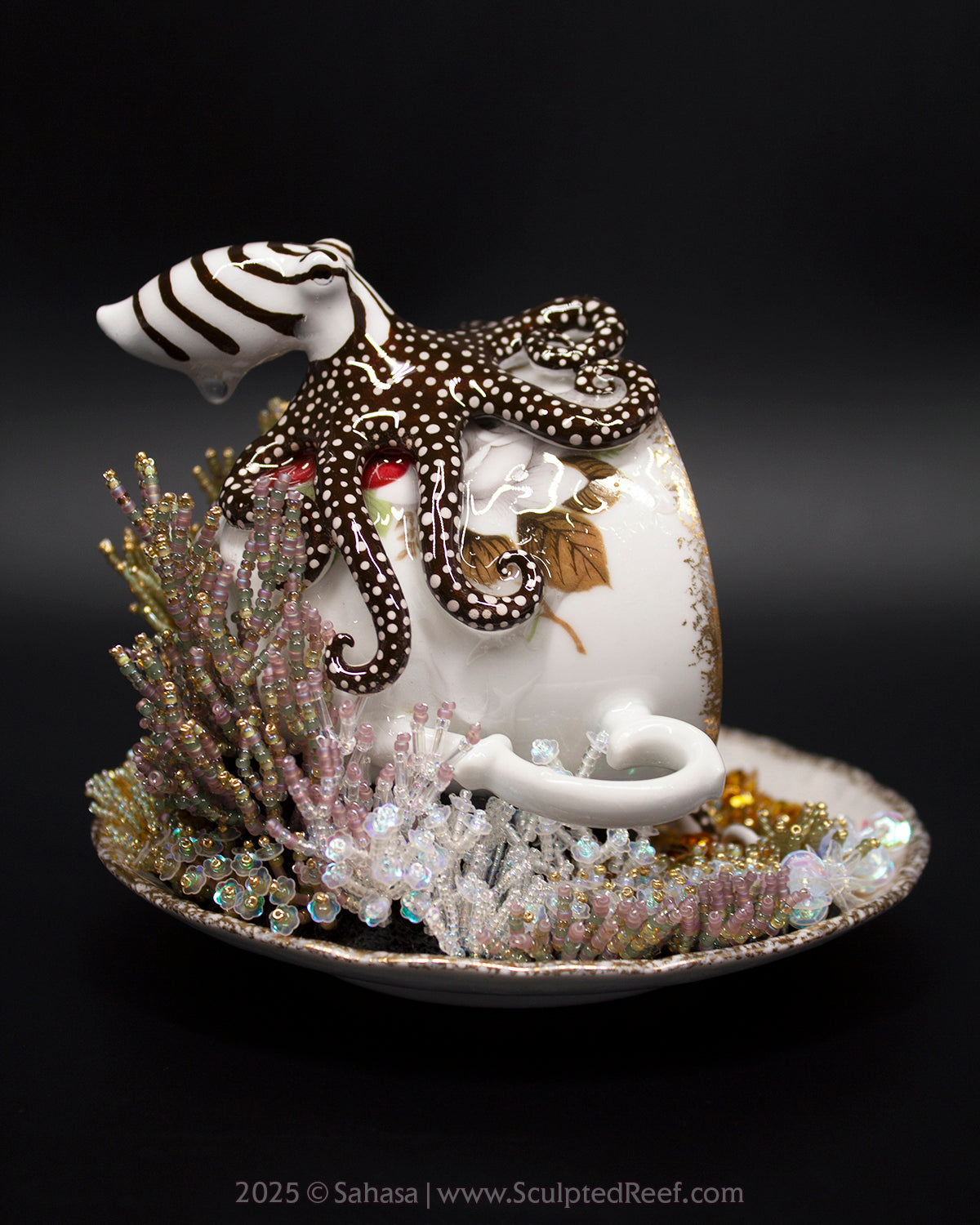 No.14 "Coral Garden III" Sculpted Reef Series - Larger Pacific Striped Octopus Sculpture